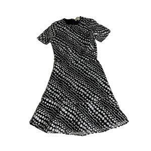 MICHAEL MICHAEL KORS FIT & FLARE DRESS EMBROIDERED BLACK /WHITE SIZE 00